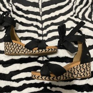 Ugg Black Espadrille Wedge Sandals